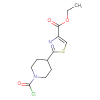 Chemical structure of ethyl 2-[1-(carbonochloridoyl)piperidin-4-yl]-1,3-thiazole-4-carboxylate - CSSB21224771639
