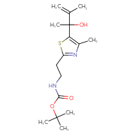 Chemical structure of tert-butyl N-{2-[5-(2-hydroxy-3-methylbut-3-en-2-yl)-4-methyl-1,3-thiazol-2-yl]ethyl}carbamate - CSSB21246285356