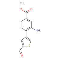 Chemical structure of methyl 3-amino-4-(5-formylthiophen-3-yl)benzoate - CSSB06586734328