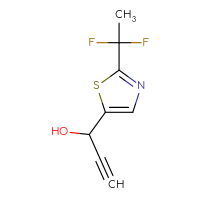 Chemical structure of 1-[2-(1,1-difluoroethyl)-1,3-thiazol-5-yl]prop-2-yn-1-ol - CSSB02517390564