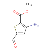 Chemical structure of methyl 3-amino-5-formylthiophene-2-carboxylate - CSSB00009963972