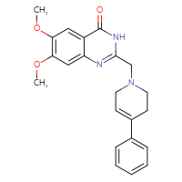Chemical structure of 6,7-dimethoxy-2-[(4-phenyl-1,2,3,6-tetrahydropyridin-1-yl)methyl]-3,4-dihydroquinazolin-4-one - CSSB00133040432
