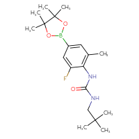 Chemical structure of 3-(2,2-dimethylpropyl)-1-[2-fluoro-6-methyl-4-(4,4,5,5-tetramethyl-1,3,2-dioxaborolan-2-yl)phenyl]urea - CSSB21246320488