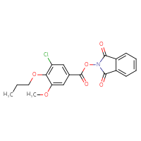 Chemical structure of 1,3-dioxo-2,3-dihydro-1H-isoindol-2-yl 3-chloro-5-methoxy-4-propoxybenzoate - CSSB00133015615