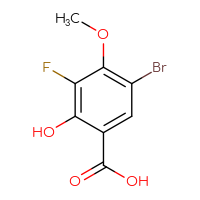 Chemical structure of 5-bromo-3-fluoro-2-hydroxy-4-methoxybenzoic acid - CSSB00021394695