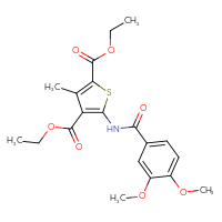 Chemical structure of 2,4-diethyl 5-(3,4-dimethoxybenzamido)-3-methylthiophene-2,4-dicarboxylate - CSSB00027990511