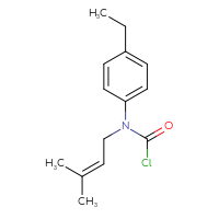 Chemical structure of N-(4-ethylphenyl)-N-(3-methylbut-2-en-1-yl)carbamoyl chloride - CSSB21224764205