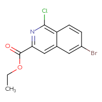 Chemical structure of ethyl 6-bromo-1-chloroisoquinoline-3-carboxylate - CSSB21291566101
