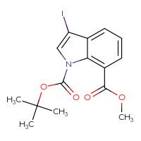 Chemical structure of 1-tert-butyl 7-methyl 3-iodo-1H-indole-1,7-dicarboxylate - CSSB21332062565