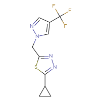 Chemical structure of 2-cyclopropyl-5-{[4-(trifluoromethyl)-1H-pyrazol-1-yl]methyl}-1,3,4-thiadiazole - CSSB01448022294