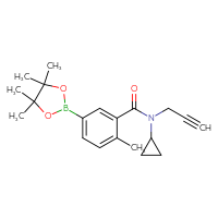 Chemical structure of N-cyclopropyl-2-methyl-N-(prop-2-yn-1-yl)-5-(4,4,5,5-tetramethyl-1,3,2-dioxaborolan-2-yl)benzamide - CSSB02533512459