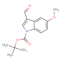 Chemical structure of tert-butyl 3-formyl-5-methoxy-1H-indole-1-carboxylate - CSSB00010163170