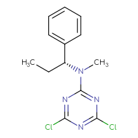 Chemical structure of 4,6-dichloro-N-methyl-N-[(1R)-1-phenylpropyl]-1,3,5-triazin-2-amine - CSSB21332153402