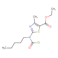 Chemical structure of ethyl 2-[(chlorocarbonyl)(pentyl)amino]-4-methyl-1,3-thiazole-5-carboxylate - CSSB21224764790