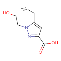 Chemical structure of 5-ethyl-1-(2-hydroxyethyl)-1H-pyrazole-3-carboxylic acid - CSSB00102885314