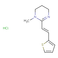 Chemical structure of 1-methyl-2-[(1E)-2-(thiophen-2-yl)ethenyl]-1,4,5,6-tetrahydropyrimidine hydrochloride - CSSB00102574501