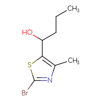 Chemical structure of 1-(2-bromo-4-methyl-1,3-thiazol-5-yl)butan-1-ol - CSSB21246424038