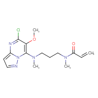 Chemical structure of N-[3-({5-chloro-6-methoxypyrazolo[1,5-a]pyrimidin-7-yl}(methyl)amino)propyl]-N-methylprop-2-enamide - CSSS21311973142
