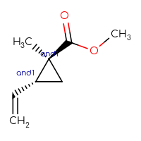 Chemical structure of rac-methyl (1R,2S)-2-ethenyl-1-methylcyclopropane-1-carboxylate - CSSB14948339720