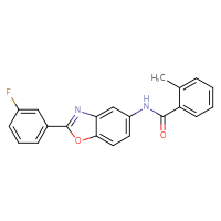 Chemical structure of N-[2-(3-fluorophenyl)-1,3-benzoxazol-5-yl]-2-methylbenzamide - CSSB00121714854