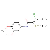 Chemical structure of 3-chloro-N-(3,4-dimethoxyphenyl)-1-benzothiophene-2-carboxamide - CSSB00026392634