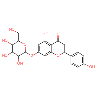 Chemical structure of 5-hydroxy-2-(4-hydroxyphenyl)-7-{[3,4,5-trihydroxy-6-(hydroxymethyl)oxan-2-yl]oxy}-3,4-dihydro-2H-1-benzopyran-4-one - CSSB00159265866