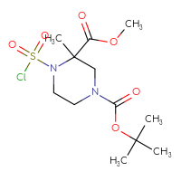 Chemical structure of 1-tert-butyl 3-methyl 4-(chlorosulfonyl)-3-methylpiperazine-1,3-dicarboxylate - CSSB06262377734