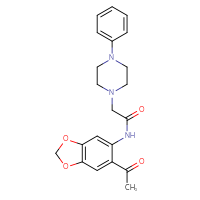Chemical structure of N-(6-acetyl-2H-1,3-benzodioxol-5-yl)-2-(4-phenylpiperazin-1-yl)acetamide - CSSB00025730186