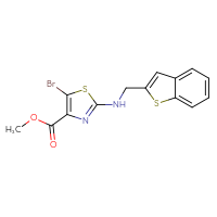 Chemical structure of methyl 2-{[(1-benzothiophen-2-yl)methyl]amino}-5-bromo-1,3-thiazole-4-carboxylate - CSSB21531615677