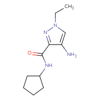 Chemical structure of 4-amino-N-cyclopentyl-1-ethyl-1H-pyrazole-3-carboxamide - CSSB00000284439