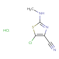 Chemical structure of 5-chloro-2-(methylamino)-1,3-thiazole-4-carbonitrile hydrochloride - CSSB06744595291