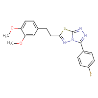 Chemical structure of 6-[2-(3,4-dimethoxyphenyl)ethyl]-3-(4-fluorophenyl)-[1,2,4]triazolo[3,4-b][1,3,4]thiadiazole - CSSB00121604445