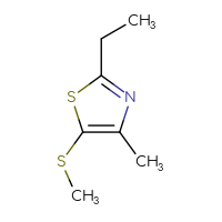 Chemical structure of 2-ethyl-4-methyl-5-(methylsulfanyl)-1,3-thiazole - CSSB21323037786