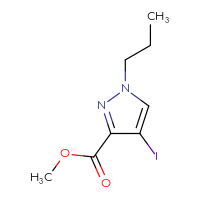 Chemical structure of methyl 4-iodo-1-propyl-1H-pyrazole-3-carboxylate - CSSB00010781082