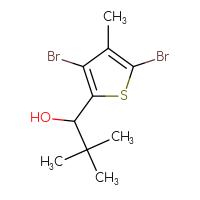 Chemical structure of 1-(3,5-dibromo-4-methylthiophen-2-yl)-2,2-dimethylpropan-1-ol - CSSB00113344107