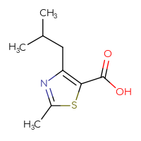 Chemical structure of 2-methyl-4-(2-methylpropyl)-1,3-thiazole-5-carboxylic acid - CSSB00000684807