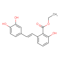 Chemical structure of ethyl 2-[(1E)-2-(3,4-dihydroxyphenyl)ethenyl]-6-hydroxybenzoate - CSSB00015319490