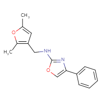 Chemical structure of N-[(2,5-dimethylfuran-3-yl)methyl]-4-phenyl-1,3-oxazol-2-amine - CSSB21495852147