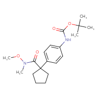 Chemical structure of tert-butyl N-(4-{1-[methoxy(methyl)carbamoyl]cyclopentyl}phenyl)carbamate - CSSB16471483928