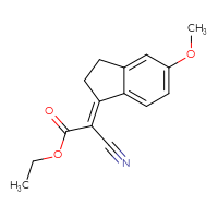 Chemical structure of ethyl 2-cyano-2-[(1E)-5-methoxy-2,3-dihydro-1H-inden-1-ylidene]acetate - CSSB14823862534