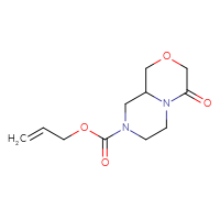 Chemical structure of prop-2-en-1-yl 4-oxo-octahydropyrazino[2,1-c][1,4]oxazine-8-carboxylate - CSSB02501356243