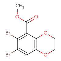 Chemical structure of methyl 6,7-dibromo-2,3-dihydro-1,4-benzodioxine-5-carboxylate - CSSB21323087125