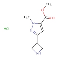 Chemical structure of methyl 3-(azetidin-3-yl)-1-methyl-1H-pyrazole-5-carboxylate hydrochloride - CSSB20465145138