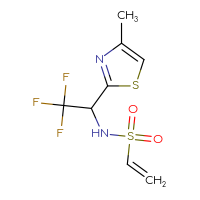 Chemical structure of N-[2,2,2-trifluoro-1-(4-methyl-1,3-thiazol-2-yl)ethyl]ethene-1-sulfonamide - CSSB21332126382