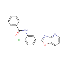 Chemical structure of N-(2-chloro-5-{[1,3]oxazolo[4,5-b]pyridin-2-yl}phenyl)-3-fluorobenzamide - CSSB00121617414