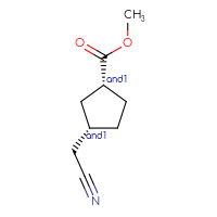Chemical structure of rac-methyl (1R,3S)-3-(cyanomethyl)cyclopentane-1-carboxylate - CSSB02126189140