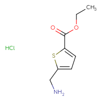 Chemical structure of ethyl 5-(aminomethyl)thiophene-2-carboxylate hydrochloride - CSSB20963517177