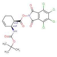 Chemical structure of rac-4,5,6,7-tetrachloro-1,3-dioxo-2,3-dihydro-1H-isoindol-2-yl (1R,2S)-2-{[(tert-butoxy)carbonyl]amino}cyclohex-3-ene-1-carboxylate - CSSB20620685801