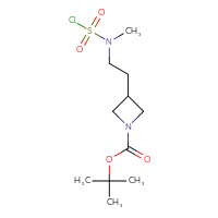 Chemical structure of tert-butyl 3-{2-[(chlorosulfonyl)(methyl)amino]ethyl}azetidine-1-carboxylate - CSSB02126004674