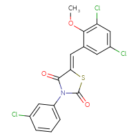 Chemical structure of (5Z)-3-(3-chlorophenyl)-5-[(3,5-dichloro-2-methoxyphenyl)methylidene]-1,3-thiazolidine-2,4-dione - CSSB00132922146